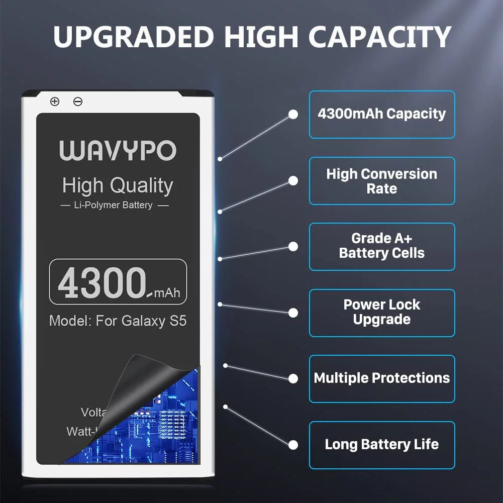 S5 S5 AT&T, for (Upgraded) y G900A Replacement Li-Polymer Galaxy Samsung 4300mAh for y Galaxy y S5,