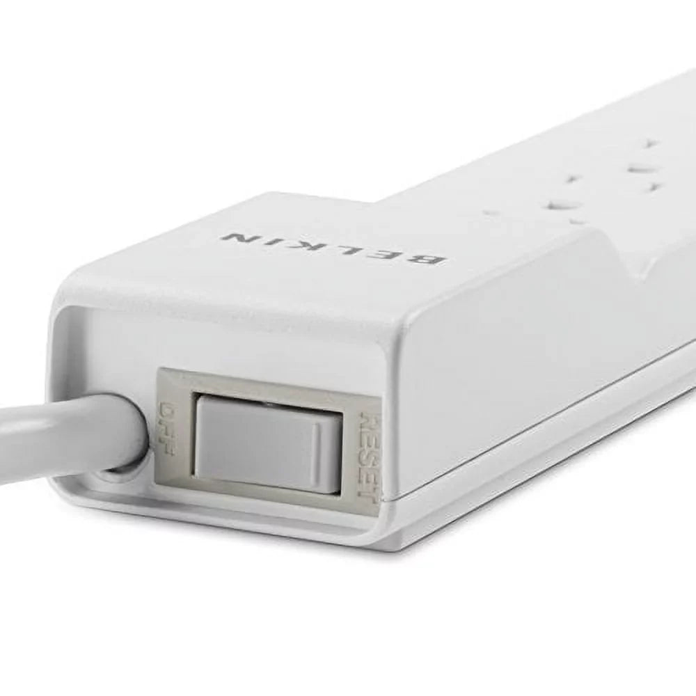 Cord, with Power Protector Strip 6-Outlet Joules,White 555 Commercial Surge 2.5ft Belkin