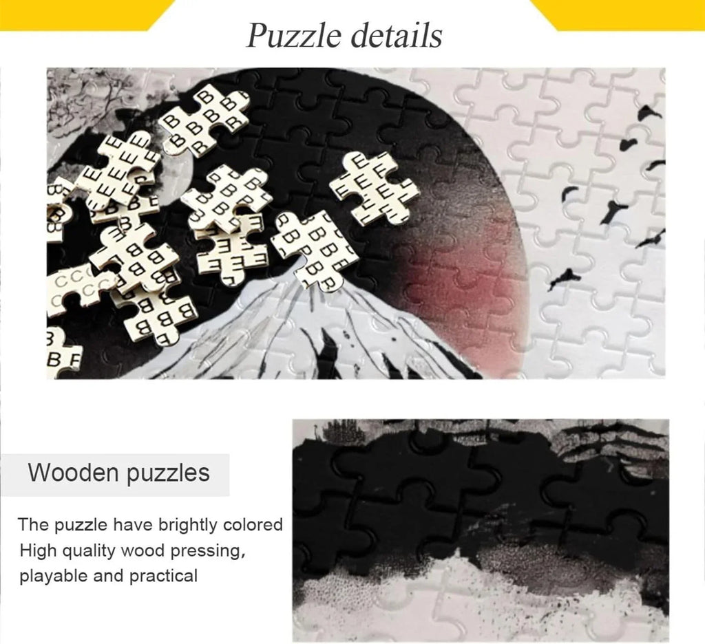 Brain Exercise Puzzle Puzzle Game Zigsaw with Parents for Adults, Gift Traditional Painting 500 Wooden Storage Japanese for Challenging Friends PCS Fun Kids Bag, Print, Family Jigsaw