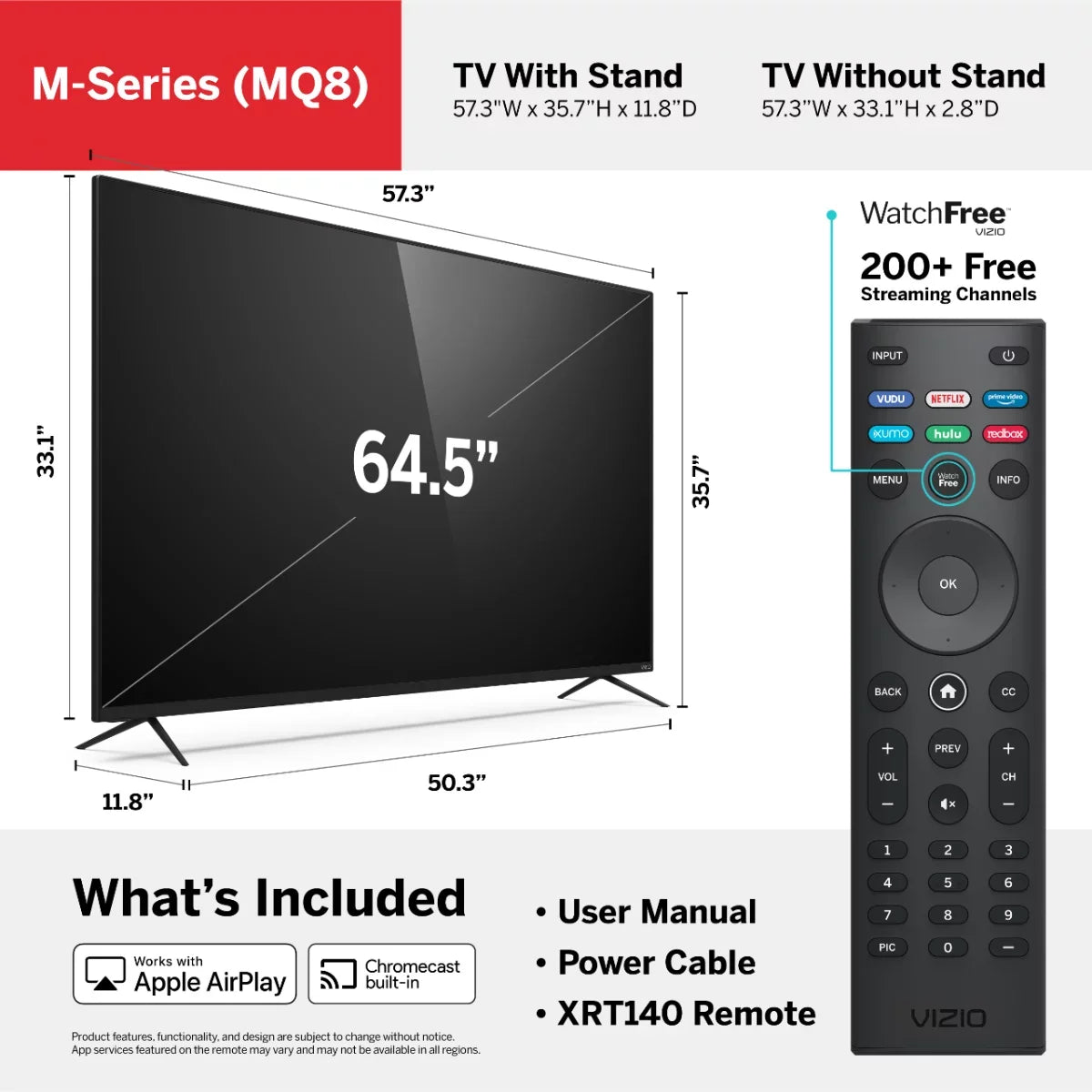 Smart Vizio 65" M-Series HDR Class Smartcast M65Q8-H1 4K Quantum UHD Restored TV (Refurbished)