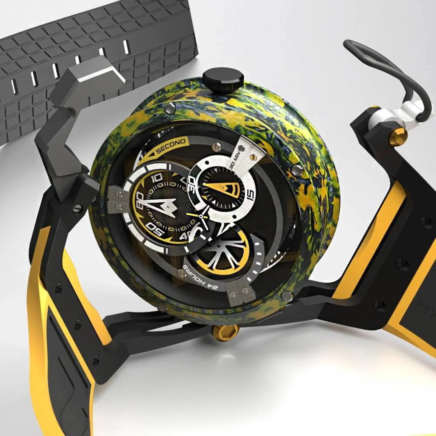for - Rim Watch Black Men Twin Dial Reversible Automatic Adult Monza Chronograph Mazzucato