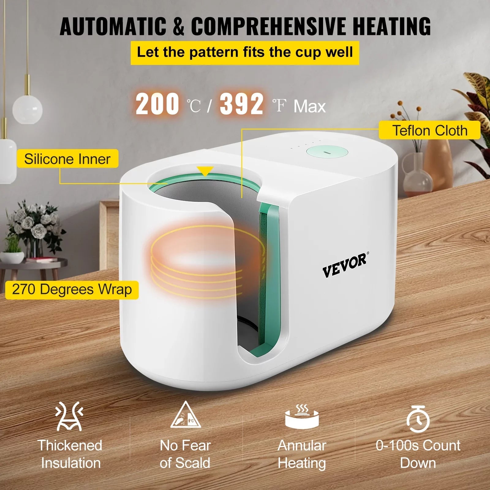 Heat Presents Press Cup Printing Pro as Easy 11-15oz, DIY Transfer Machine One-touch Machine, Button, Portable Mug Gi Press Presser Family Mug Press Sublimation Friends VEVOR Mug with Automatic Coffee