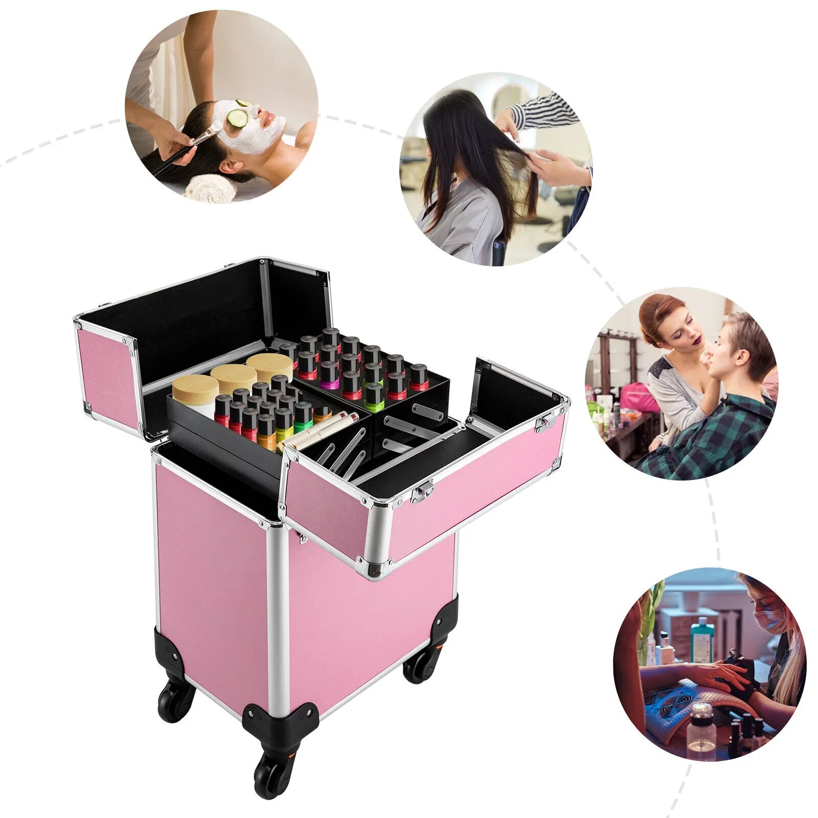 Cosmetic Rolling Professional Makeup Makeup Storage Train Organizer Trolley Case