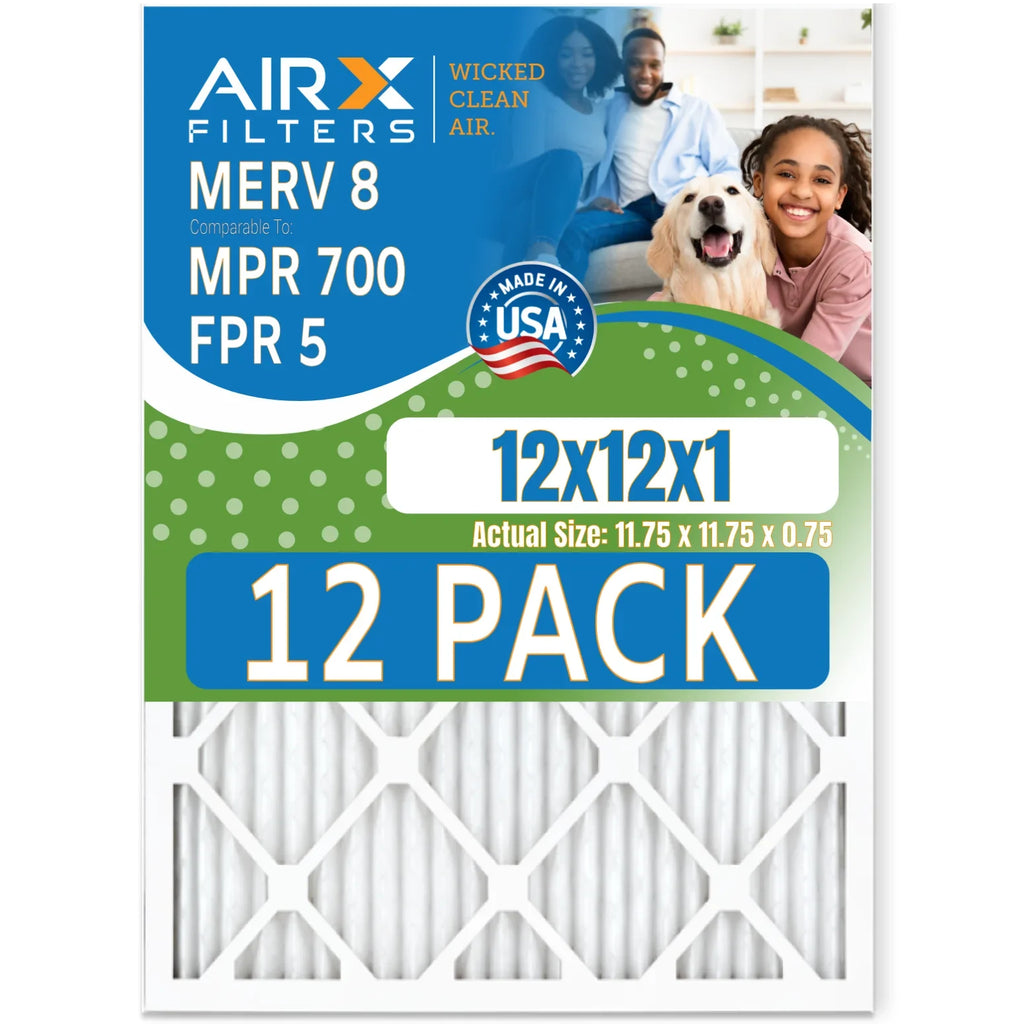 FILTERS Filter AIRX of 5 - Furnace AIR. to & 700 8 MERV Pack MPR WICKED Comparable in CLEAN Air Rating, by Made Filters 12 FPR USA 12x12x1