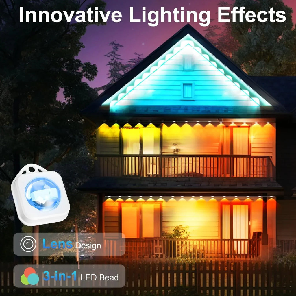 DIY 100ft & Alexa LED Using, RGB with and Lights, Outdoor IP67 Holiday Waterproof, Outdoor Daily Lights Lights for Modes, Suitable Eaves Remote 72 Scene Permanent with Work with