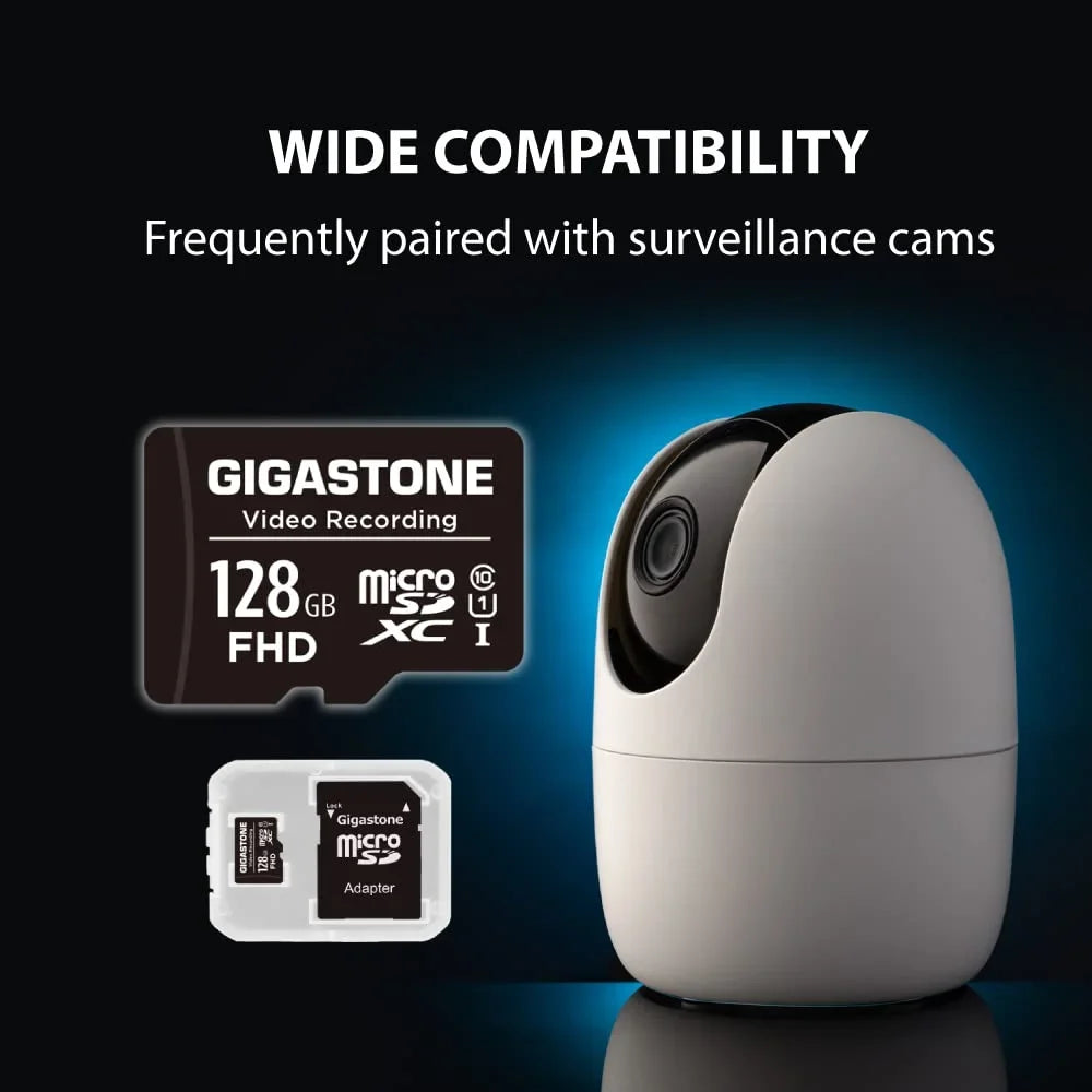 Security Card MicoSDXC Action Surveillance, SD 10, UHS-I Card, 85MB/s Class Camera, Micro Pro, GoPro, Memory 128GB with 5-Pack Adapter-GS-MSD-128-V-5PK-B Camera, 4K Video Drone, Gigastone