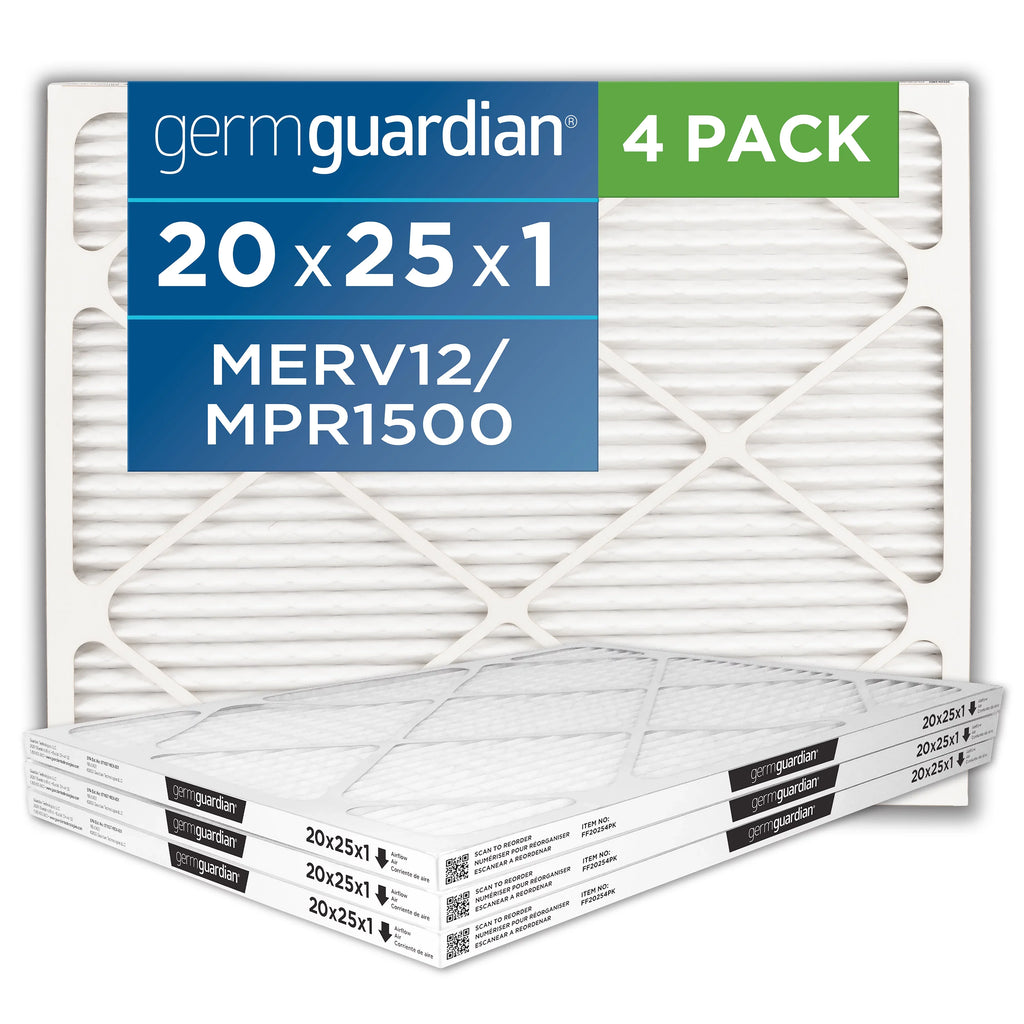 Pleated x (4-Pack) MERV Filters 1 HVAC Furnace AC Germ 25 12 x Guardian 20 Air