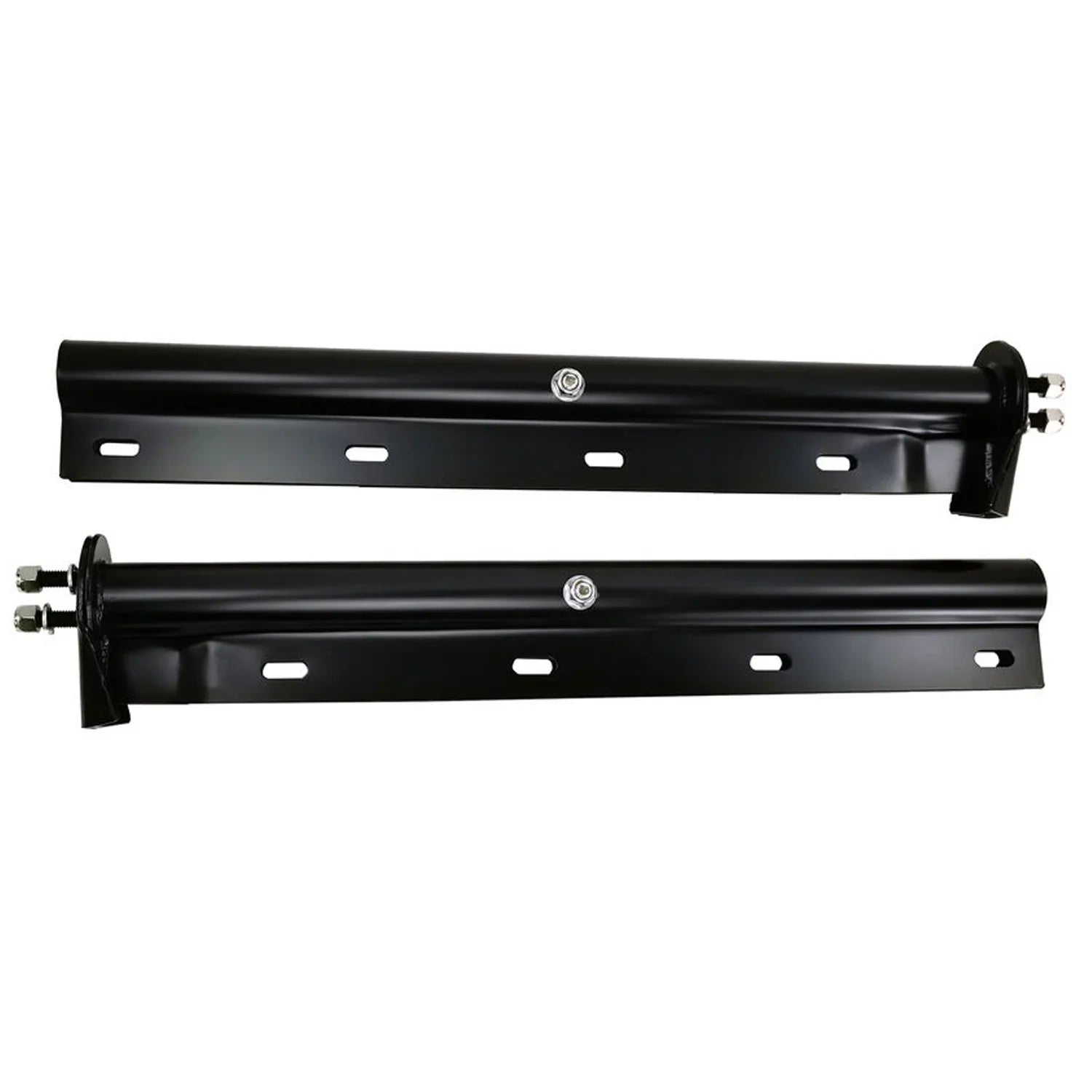 Set Spring Flap Semi Trucks 1-1/8" Bracket Bolt Holder Black Mud Straight Hanger Spacing POWERWORKS Loaded Mudflap for 30" Length