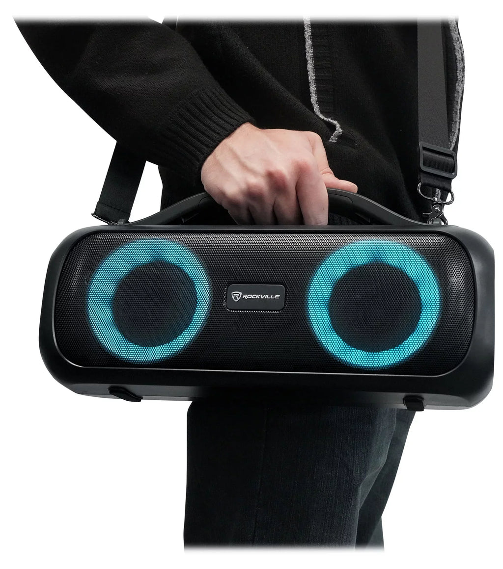 Bass Rockville Bluetooth Portable Go LED Speaker, D4 Deep Party Party Loud Large