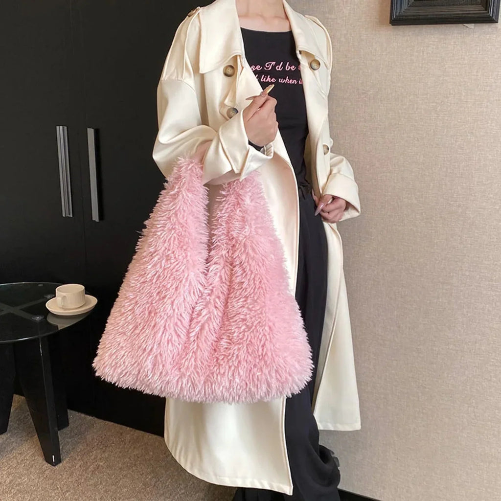Armpit Trend Luxury Cute Autumn Women Tote Shoulder And Designer Ainter Handbags Plush For Fashion New Bags Bag Large-capacity