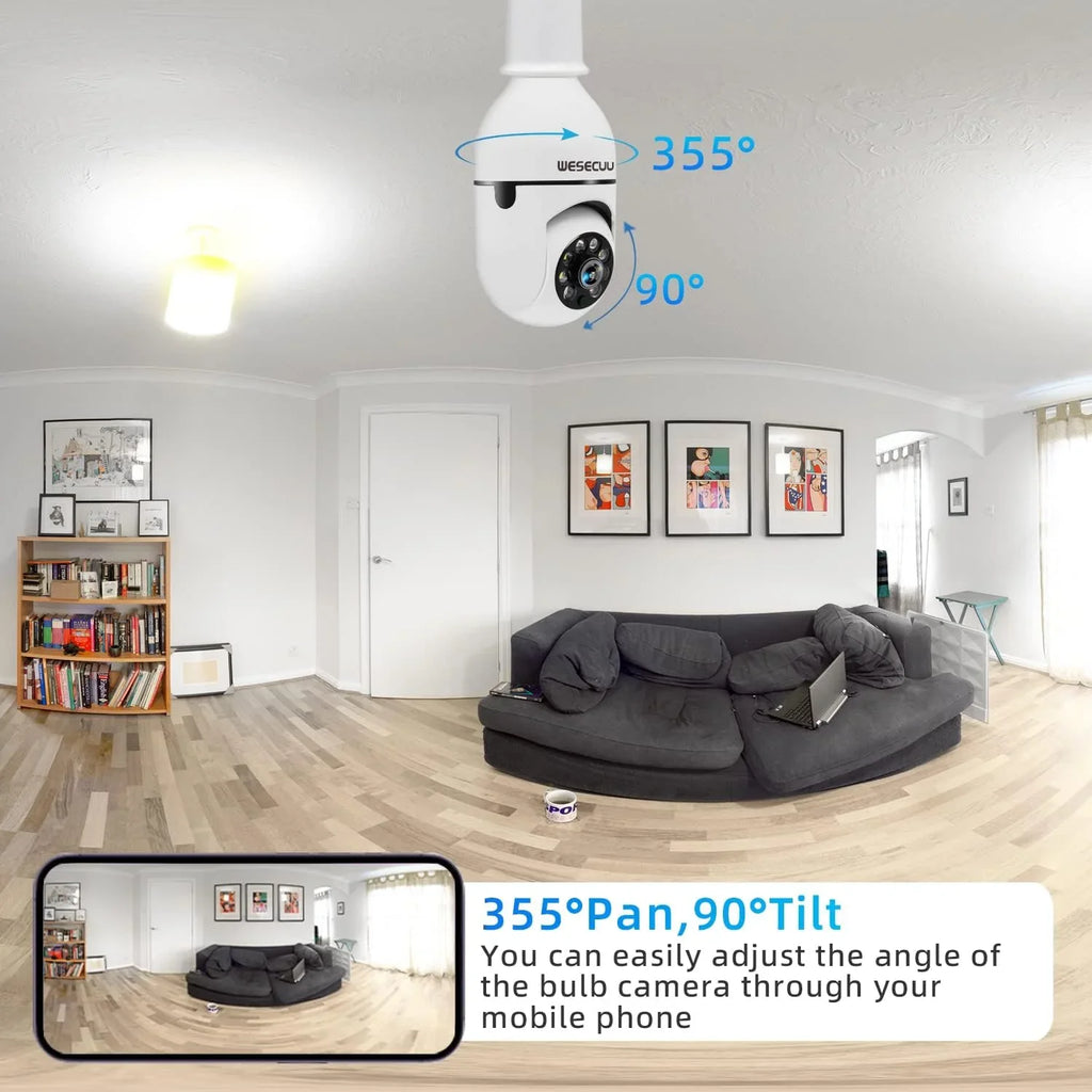 Cameras Camera-3MP Color Outdoor Camera Bulb Full Indoor Day Security Security Security Bulb 2.4GHz,360°