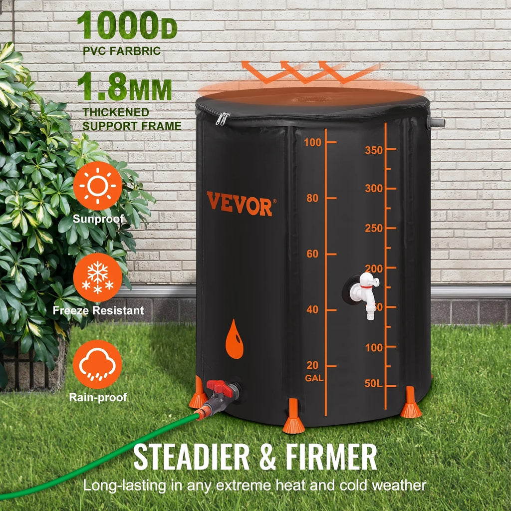 100 System Tank Capacity, Collapsible Storage Water Container Overflow Including Kit, PVC Spigots BENTISM Rainwater Large and Barrel, Collection Gallon Portable Rain