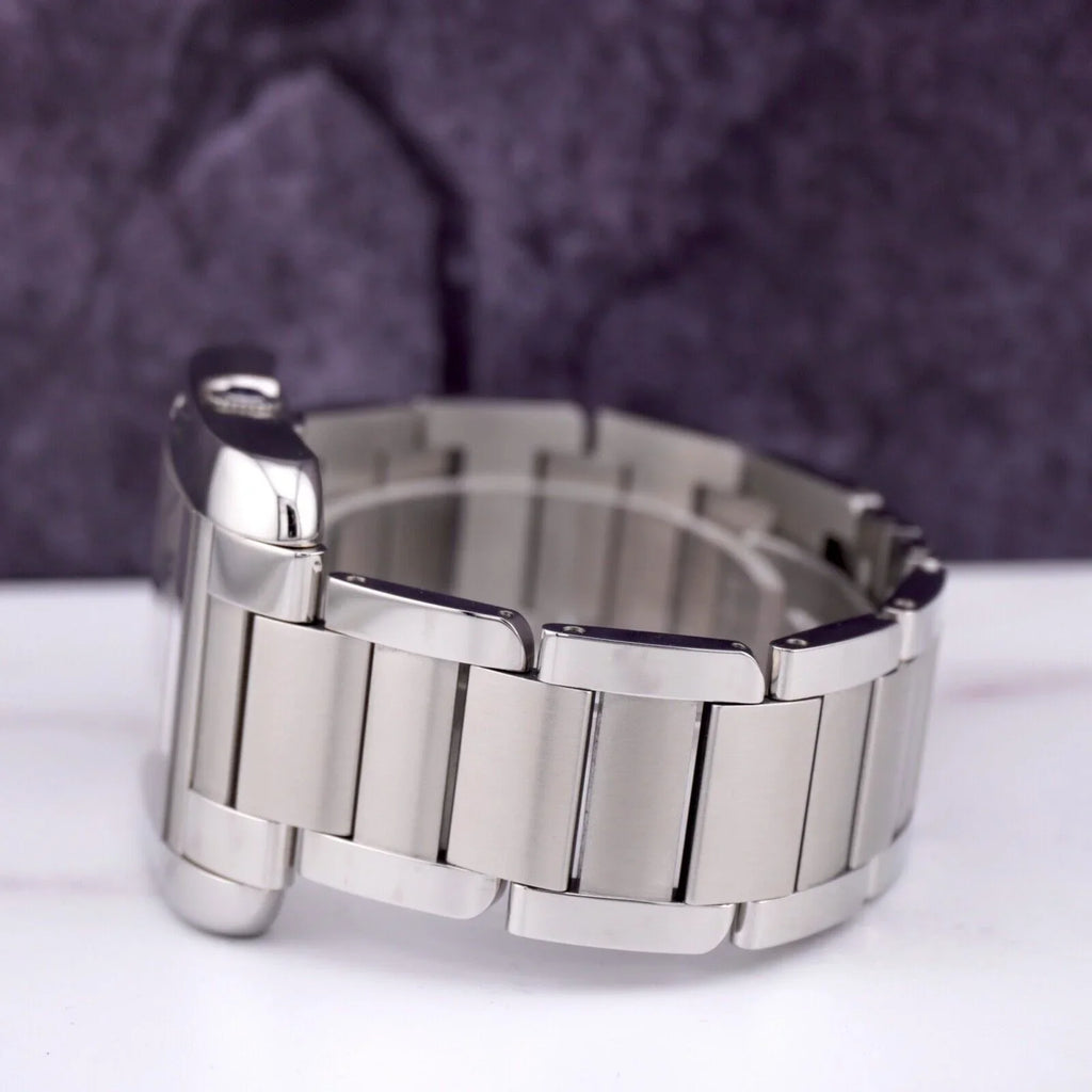 Anglaise Tank Mens 37mm Silver 49mm Cartier Watch by Steel Stainless 3507 Dial