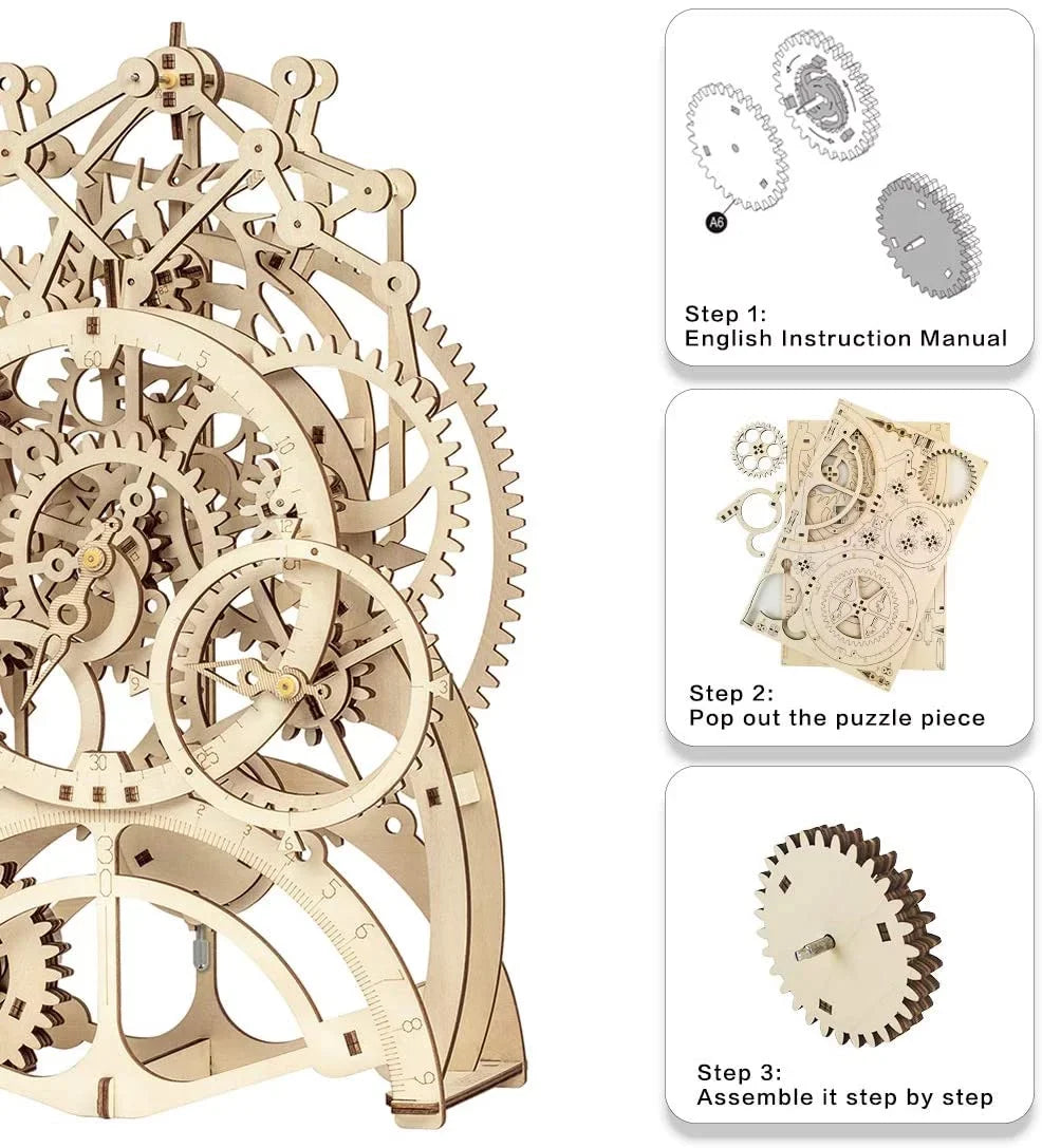 Clock Pendulum to Toy Build Gears Adults Puzzle,Mechanical Robotime for Gifts 3D Wooden Mechanical Building Set Birthday Kids