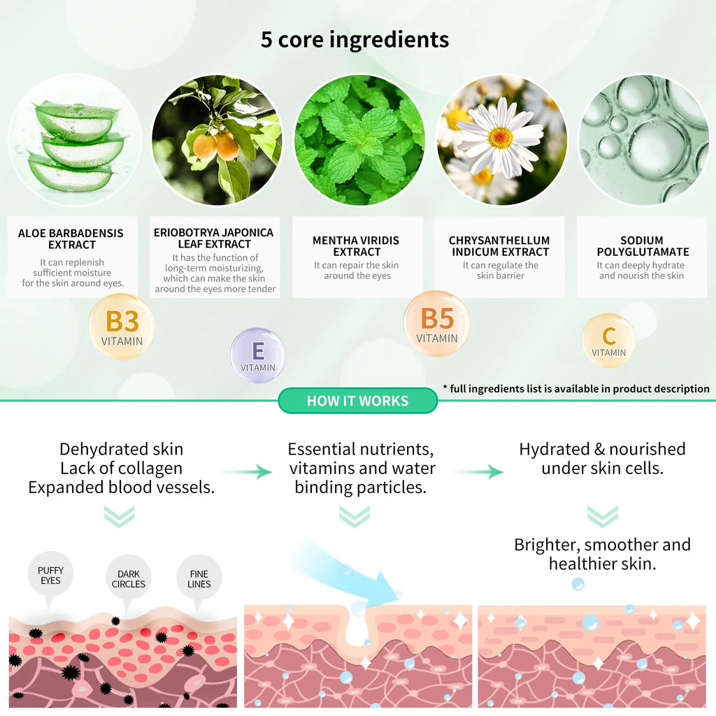 Face Vera - Mask, 30 Amino Aloe & for Pairs Collagen Acid Eye Care