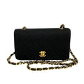 Chain Pre-Owned Flap 73960 Bag Matelasse Full Black CHANEL Lambskin Turnlock Cotton Shoulder (Good)