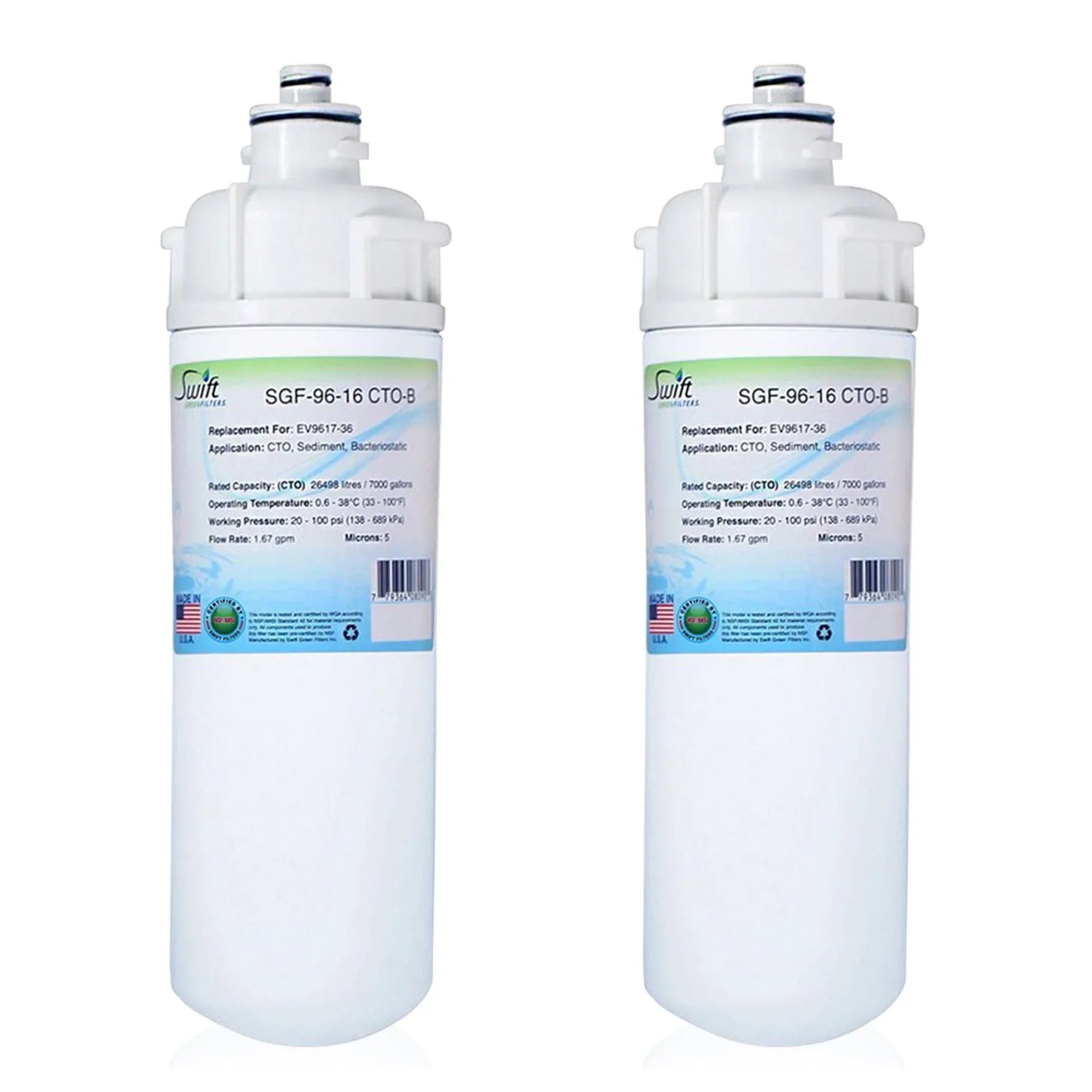 CTO-B in USA Compatible of Filters Filter 2) Swift EV9617-36, Water (Pack Commercial Green Made SGF-96-16 for