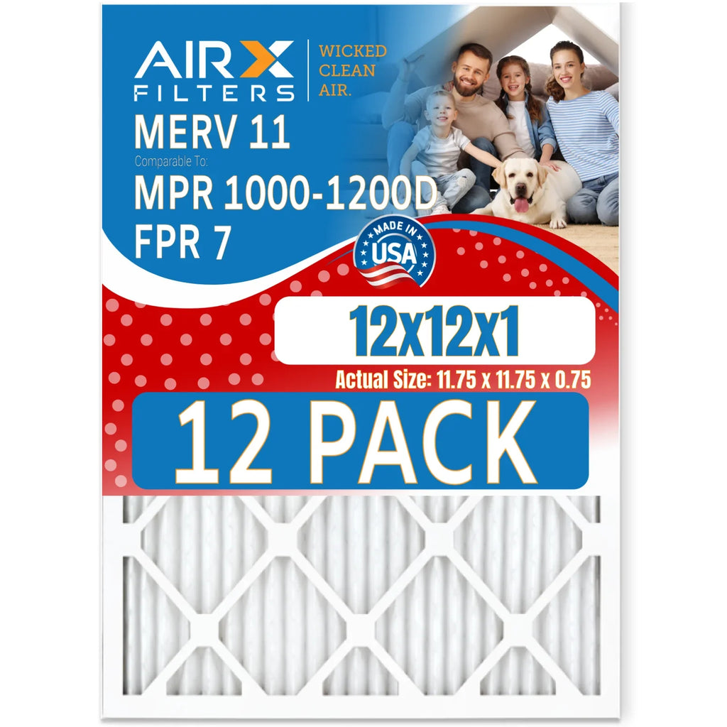 Filters FILTERS 1000, by Pack Rating, Air Comparable MERV MPR 11 USA 7 Furnace Filter AIRX CLEAN of - WICKED to 12x12x1 & FPR in AIR. Made 1200 12 MPR