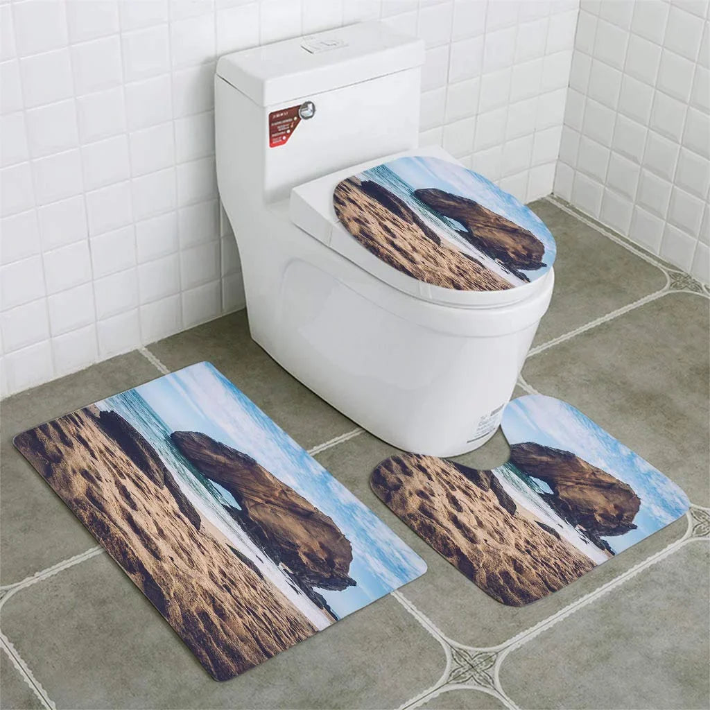 Lid Beach and Rug Rugs Bath do Rock Toilet 3 Set Santa Cruz Bathroom Piece Cover Penedo CHAPLLE Contour Guincho Mat