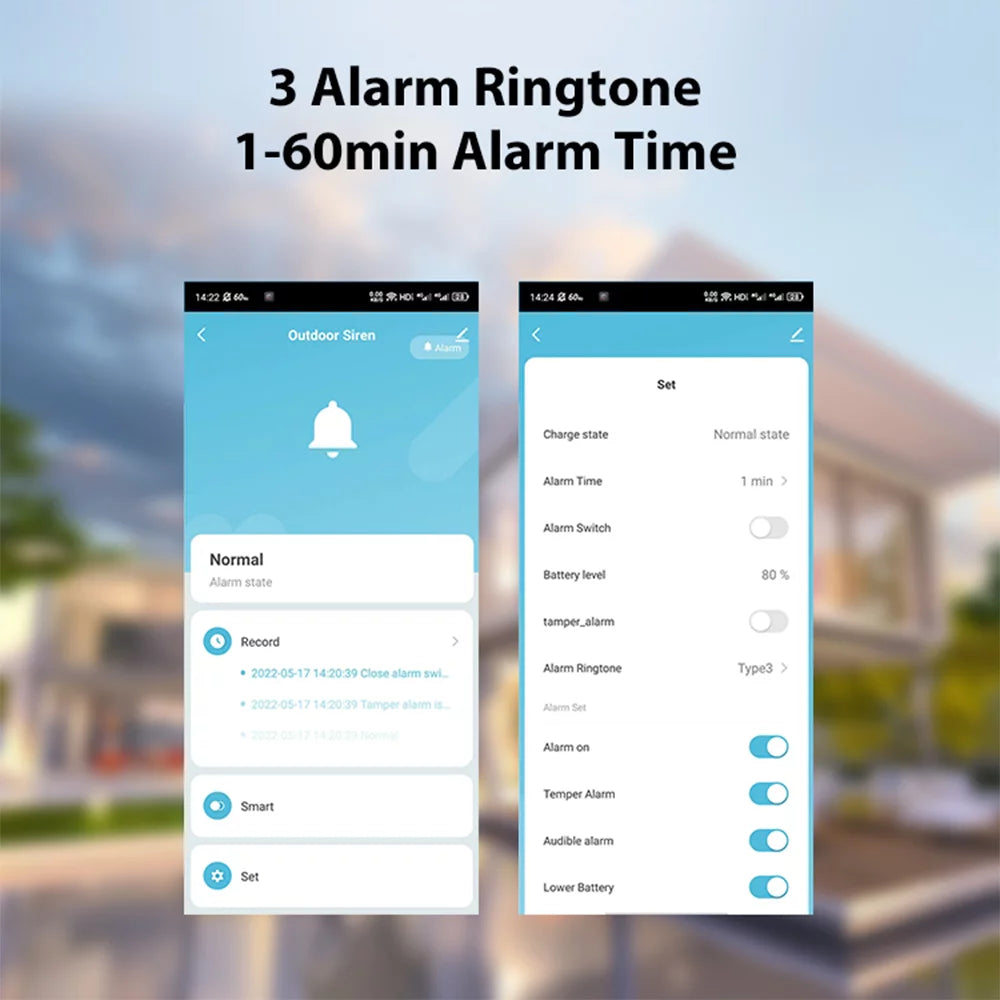 Control Wifi Sound Alarm Solar 5.0 Smart BT Light IPX5 Outdoor Powered Home Intelligent Device Alarm Real-time APP Waterproof Linkage Alarm