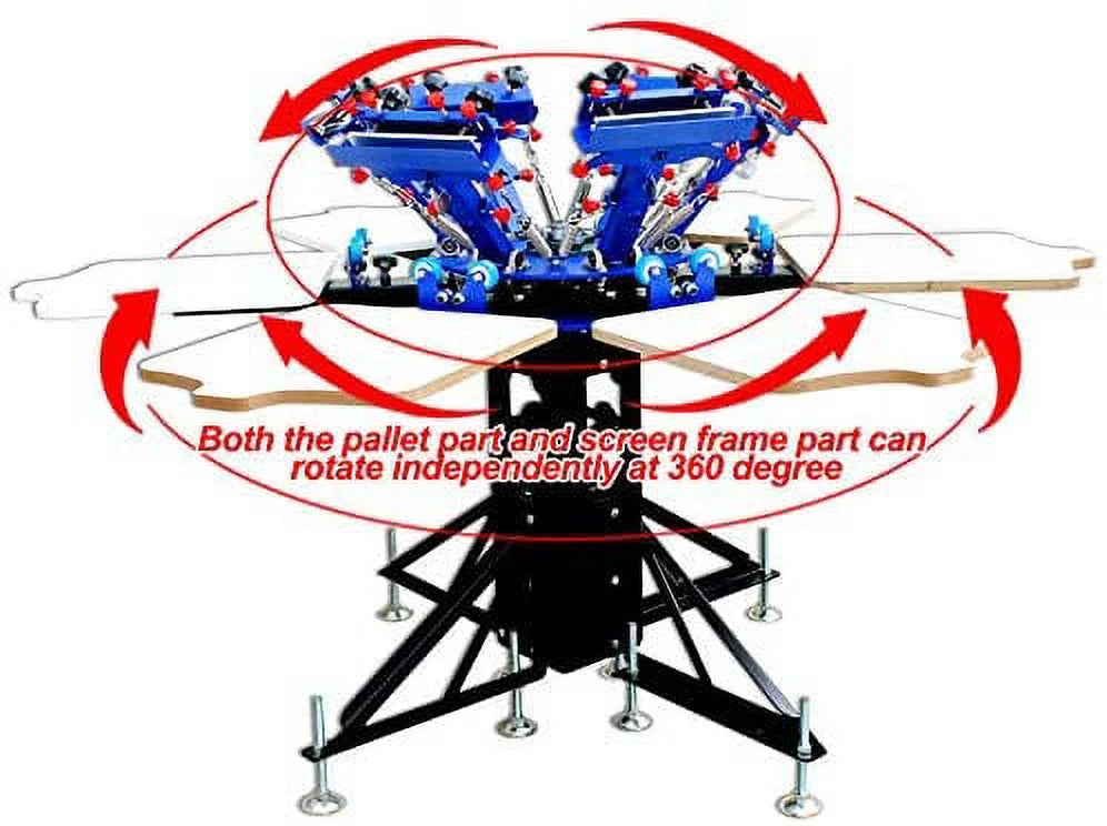 Color Equipment Manual T-Shirt Printer Rotary Press Printing Micro-Registration DIY Machine Double 6 Screen Station 6 INTBUYING