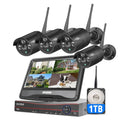 Camera 4Pcs Security Audio (Supports Vision, Home Night NVR, 2.4Ghz Wireless Channel Waterproof, with 1TB Drive, with Security Camera 10.1'' System Only Hard 10 Hiseeu Wi-Fi Recording, Monitor, WiFi)