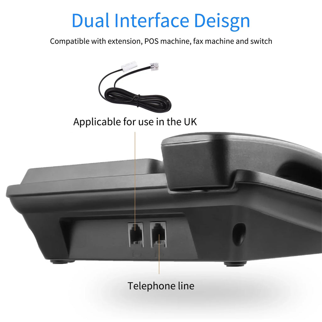 Dual Sound Date Landline Chip Telephone Phone Support Built-in Black DTMF/FSK Control Phone Real-time Hands-Free/Redial/Flash/Speed Home IC Dial/Ring Meterk Desk System Elderly Corded for Seniors