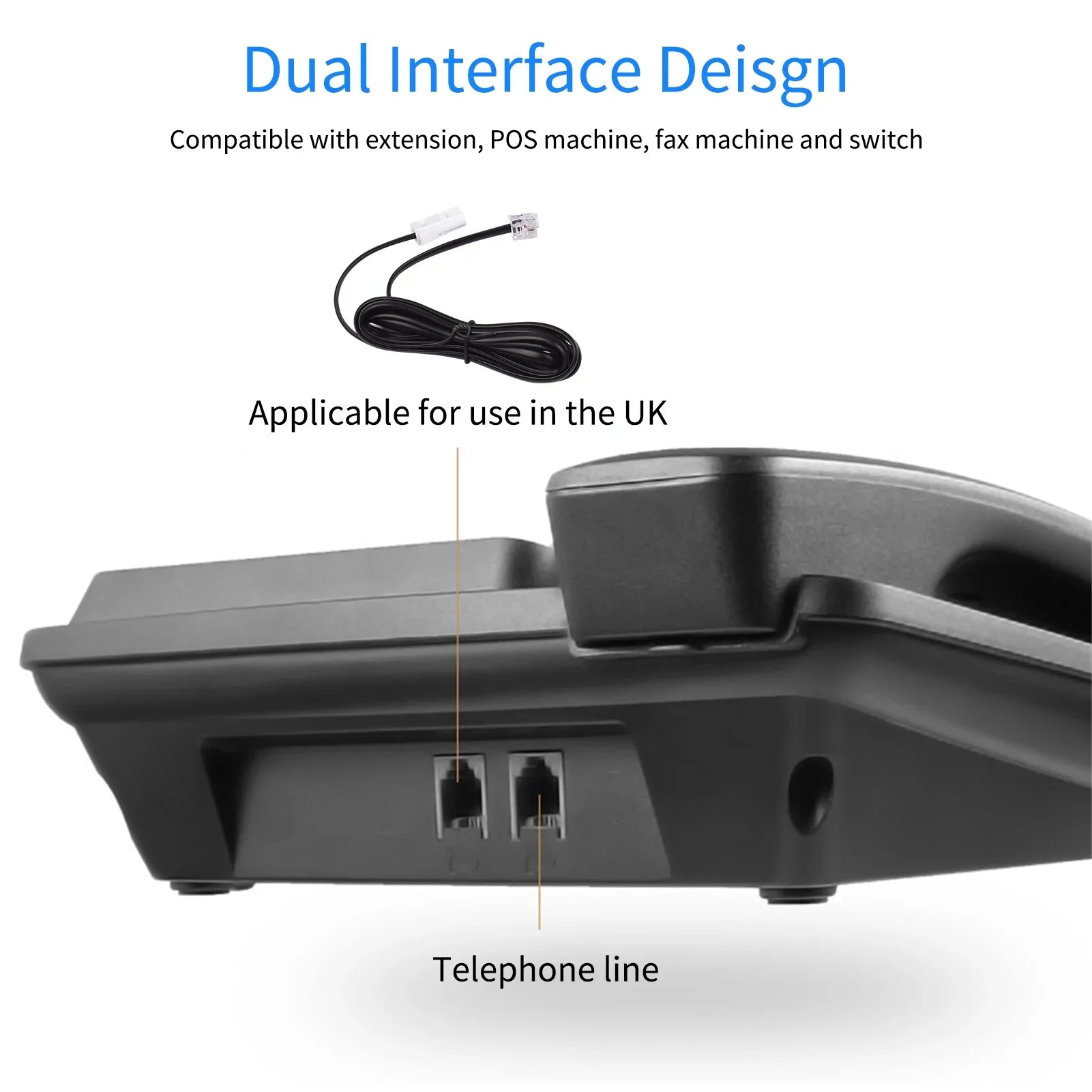 Dual Sound Date Landline Chip Telephone Phone Support Built-in Black DTMF/FSK Control Phone Real-time Hands-Free/Redial/Flash/Speed Home IC Dial/Ring Meterk Desk System Elderly Corded for Seniors
