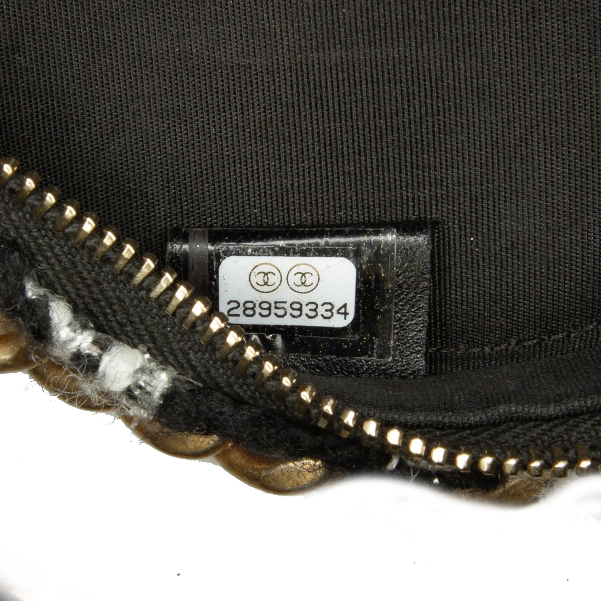 Lambskin Unisex Chanel and 19 Tweed (Good) Pre-Owned Crossbody with Coin Authenticated Clutch Chain Purse Black Bag Fabric Round