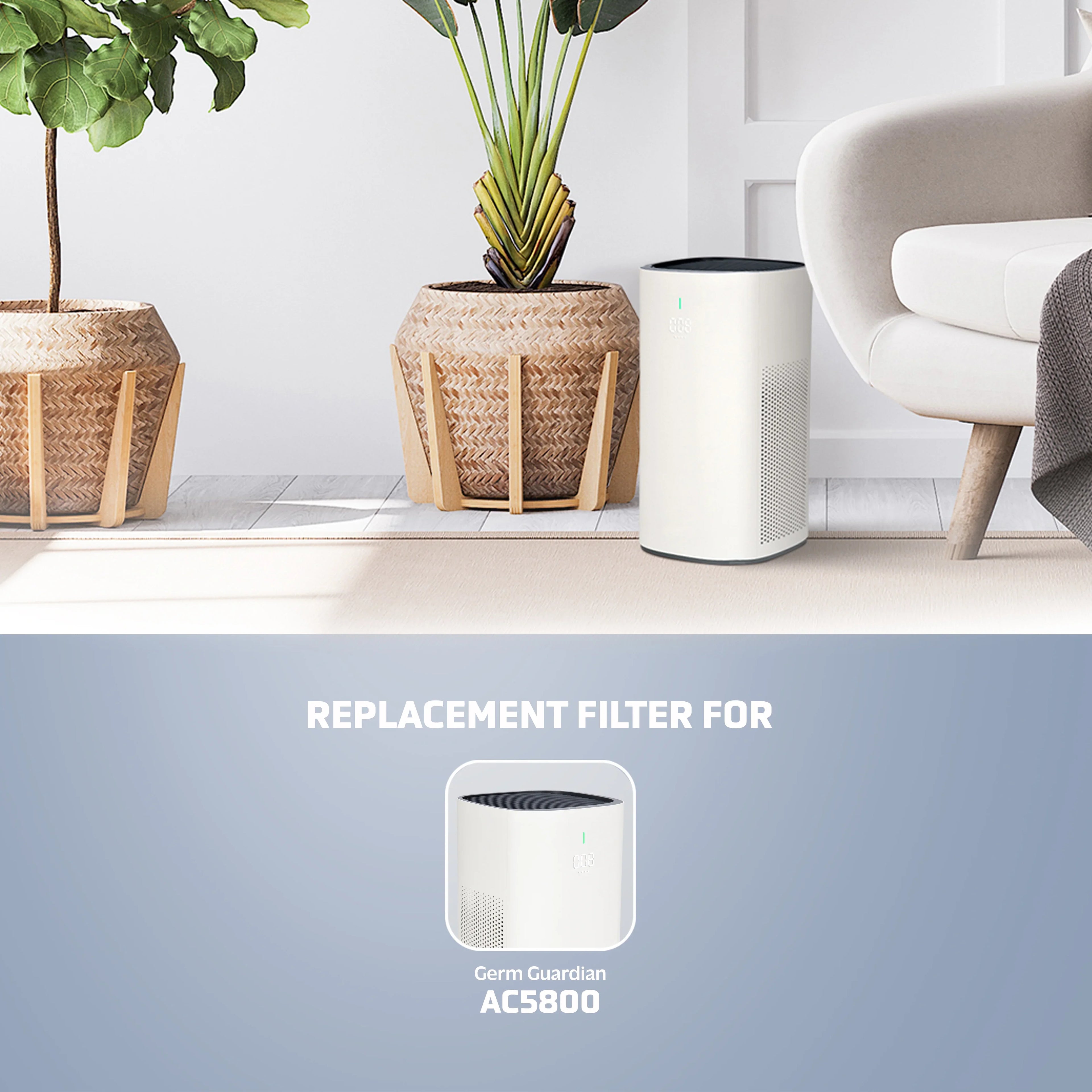 Filter Filter Air FLT5800 Purifier for HEPA Pure AC5800 GermGuardian P Replacement True