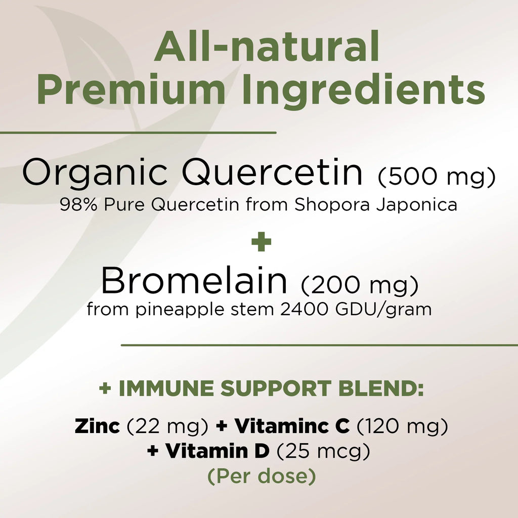 Quercetin Quercetin - - Nettle Gluten-Free, C Vegan) - Quercetin + 4 Vitamin Quercetin Zinc 240 Quercetin Bromelain - Month - Veggie D3 Zinc and - with Caps 500mg Supply Vitamin with (Non-GMO,