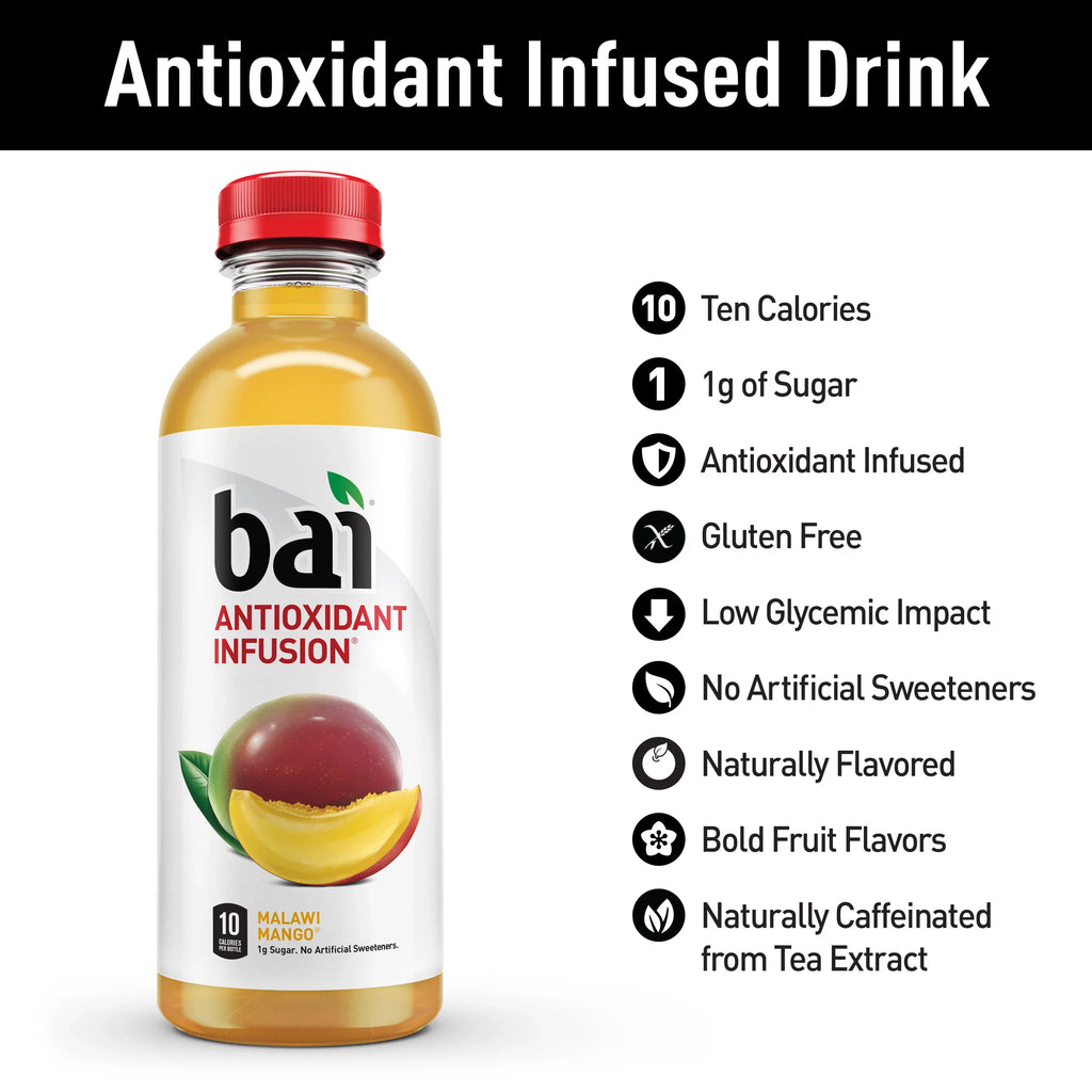 Oz, Gluten-Free, Bai Bottles Infused 12 18 Drink, Mango, Fl Pack Malawi Antioxidant