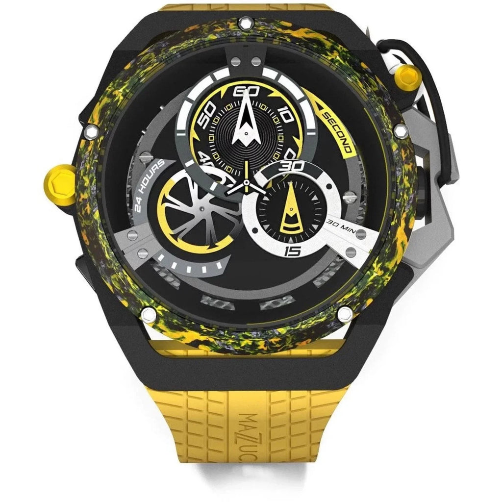 for - Rim Watch Black Men Twin Dial Reversible Automatic Adult Monza Chronograph Mazzucato