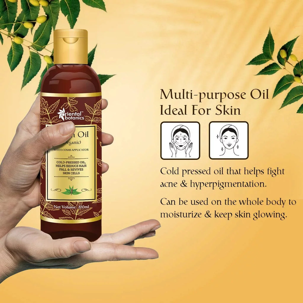 Care for Botanics Neem with Comb No and - Pure Oil Hair Skin 200ml Oriental Oil, Silicones - With Applicator Oil Mineral Organic
