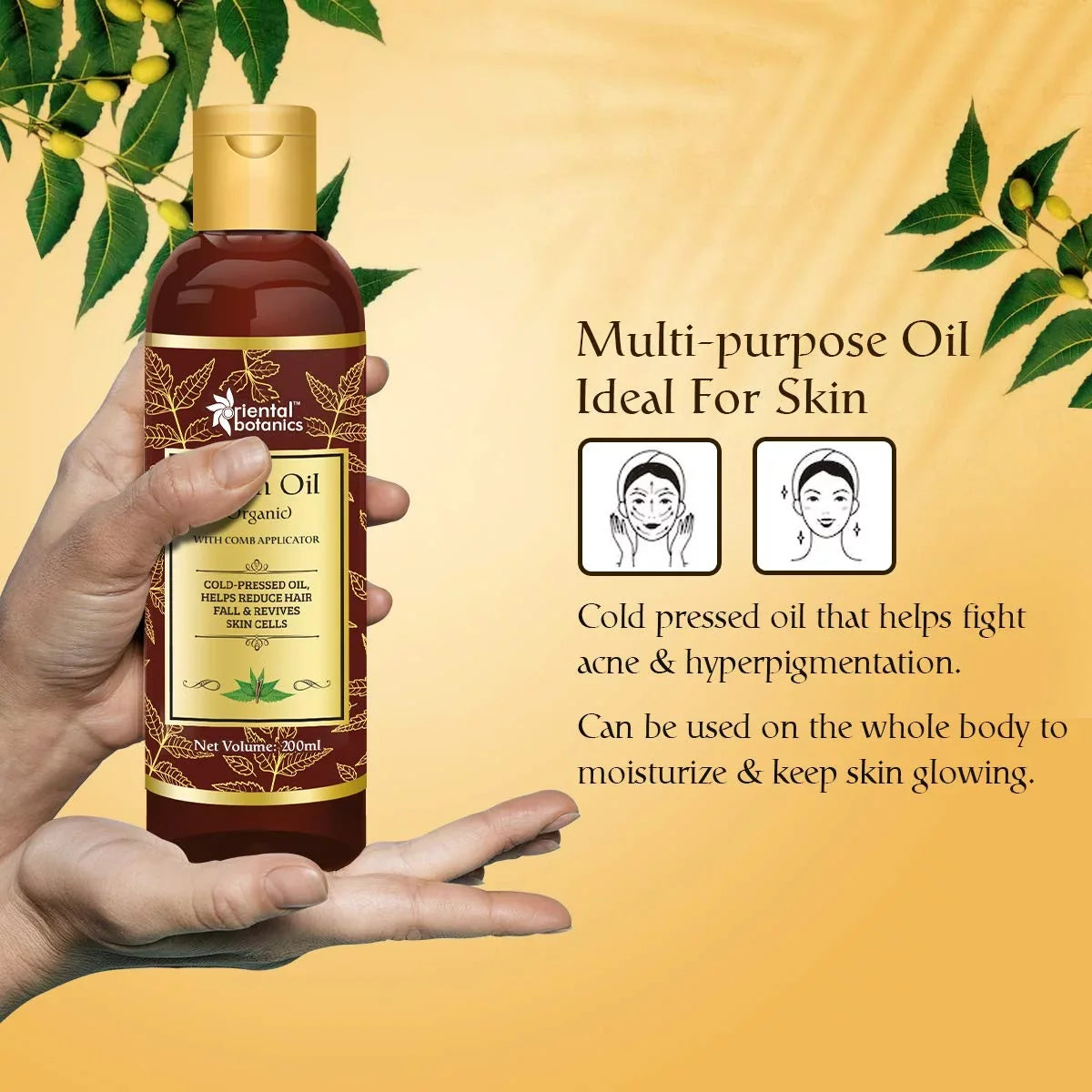 Care for Botanics Neem with Comb No and - Pure Oil Hair Skin 200ml Oriental Oil, Silicones - With Applicator Oil Mineral Organic
