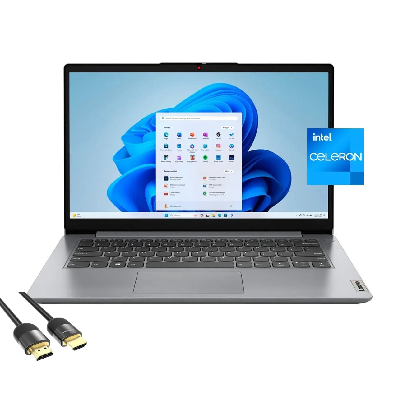eMMC, S, Lenovo HDMI, 4GB Home Webcam, Cable, Charge, HD Intel Gray 1 for RAM, 128GB N4020, Mytrix 11 Laptop & WiFi Fast HDMI 6, Student, USB-C, Display, Cloud Celeron Ideapad 14" Business Win
