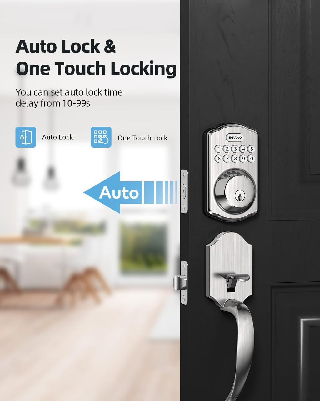 Front GOURE Keyed Sets, Entry RE001 Keyless Handle, Lock, Auto Password, Anti-Peeking Deadbolt, Door Entry, Keypad Lock, Lock Electronic Bronze with Oil-Rubbed Door Handle Smart