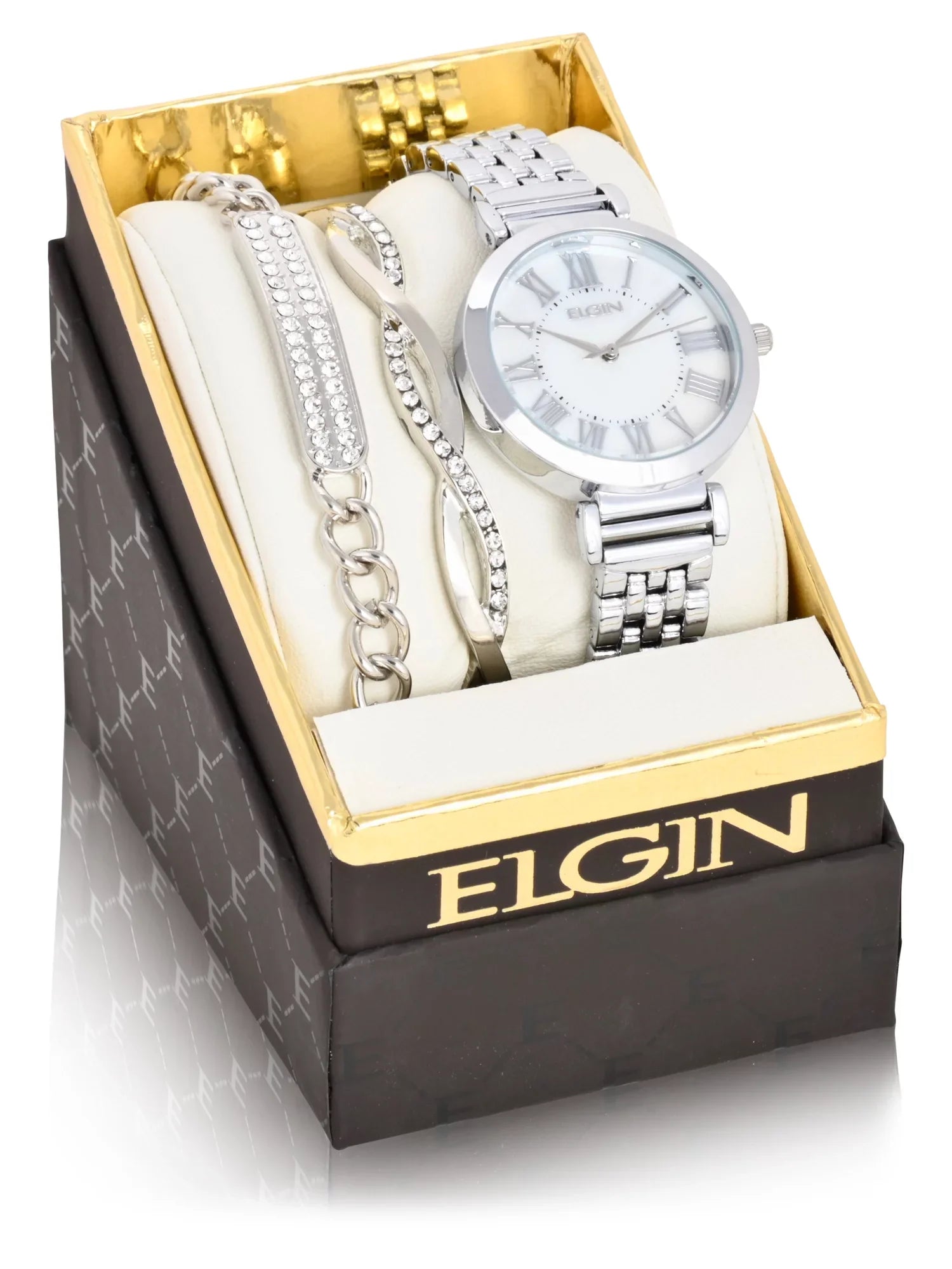 of Dial Analog Female EG17004SST in Adult with - Pearl Mother Set Watch Elgin Silver Round