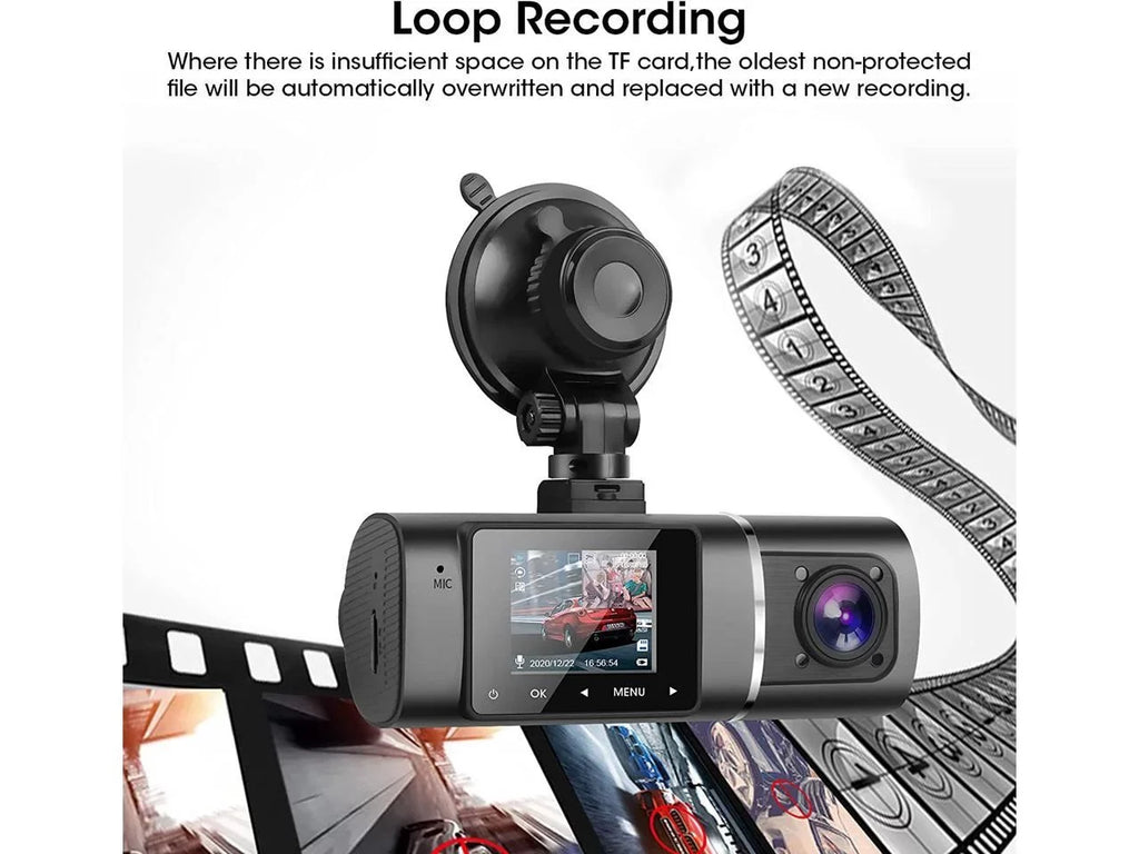 G-Sensor Infrared Car Rideshare Cam Recorder Loop Kit Driving Inside with Dual Night Hardwire for WDR Recording Vision Cabin FHD Dash 1080p+1080p Front Camera Taxi Included