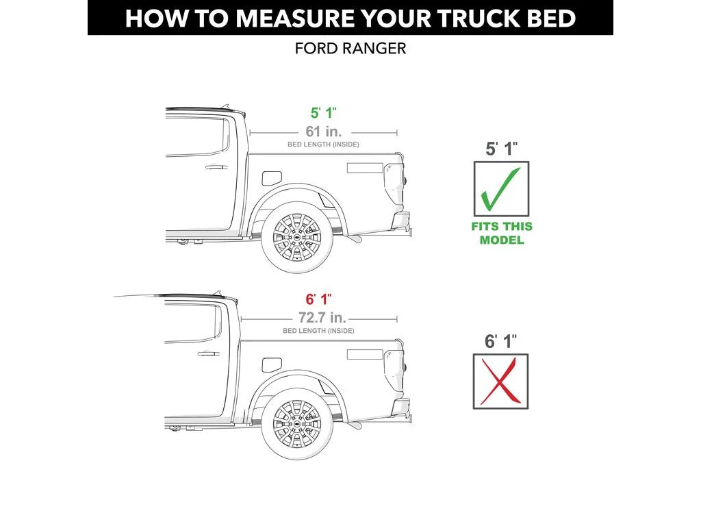 BAKFlip Folding Tonneau 5' (61") Bed with Bed Compatible MX4 Cover Truck Hard BAK - 2019 by 1" | RealTruck 448332 2023 Ranger | Ford