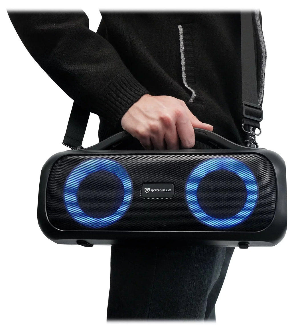 Bass Rockville Bluetooth Portable Go LED Speaker, D4 Deep Party Party Loud Large