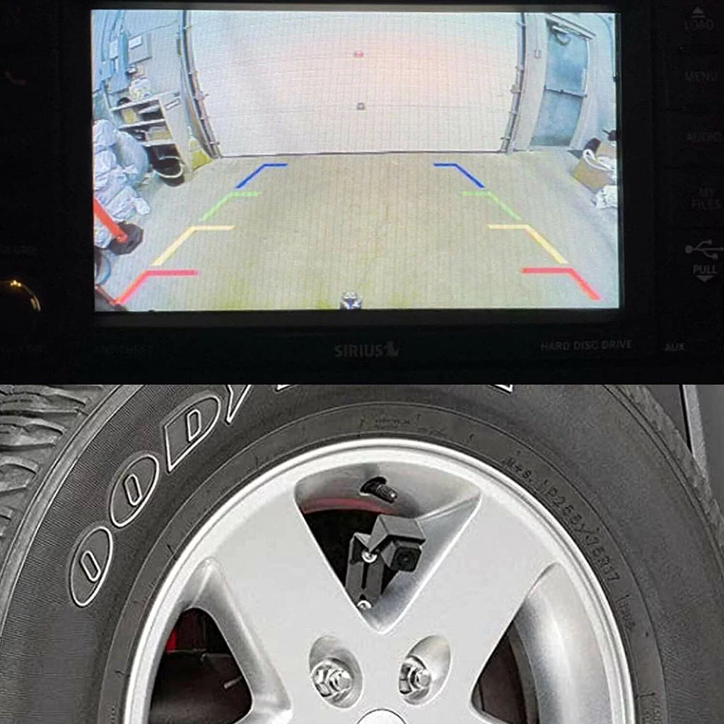 OEM Camera Adapter Camera Monitor Jeep Reversing View 2007-2018 Aftermarket Wrangler with Tire Guideline for Parking iMeshbean Waterproof Spare Rear Removable