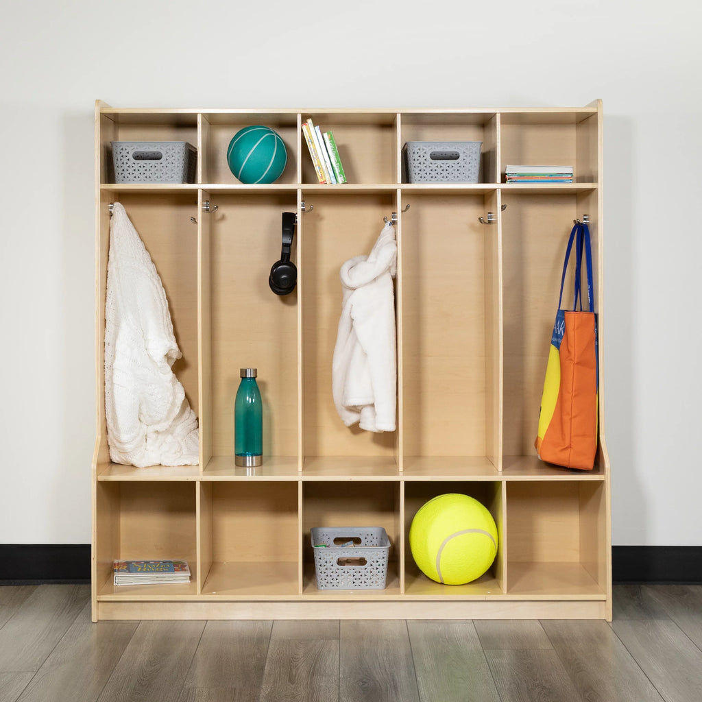 Bench, 5 Wood Oliver School Storage + Cubbies Hook and Coat Section Emma Locker with Organizer