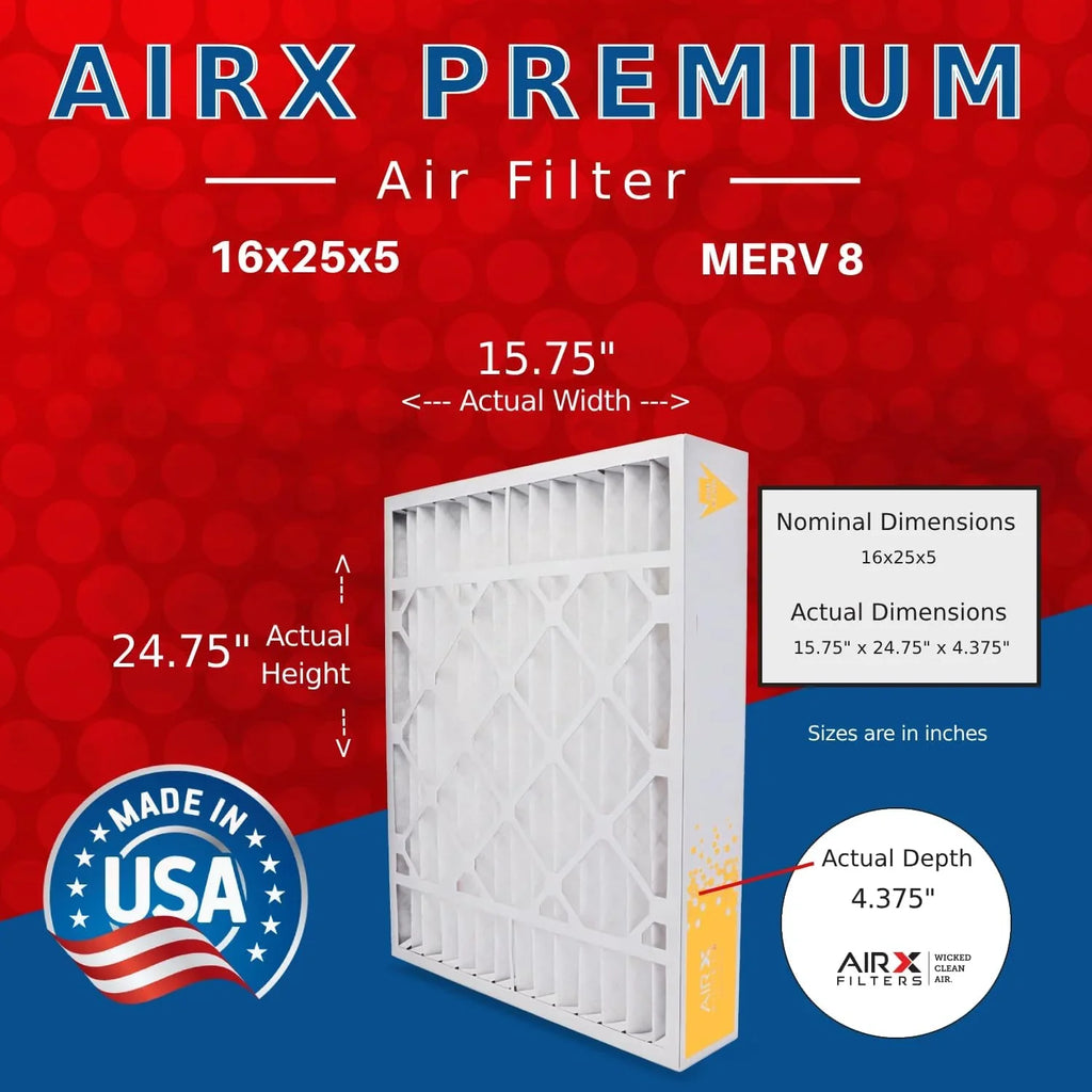 Filter Air Compatible 8 Filter Furnace MERV 16X25x4 Pack 2 FC100A1029 EXPXXFIL0016