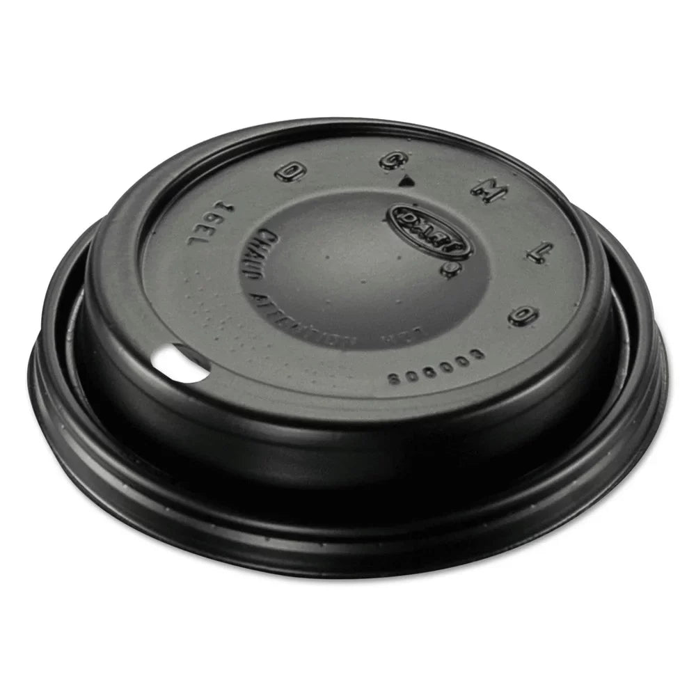Cappuccino 16ELBLK (1000/Carton) Dome Sipper Plastic - Lids Black Dart