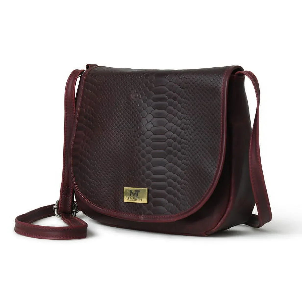 MaheTri Vintage Croco Leather Crossbody Red Satchel Women's Shoulder Bag Bag Pattern Cherry