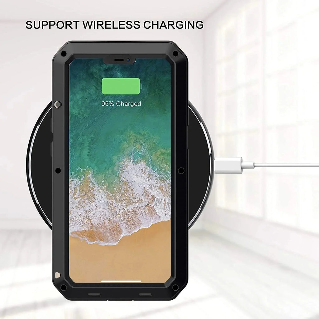 Glass Aluminum Military Rugged iPhone Resistant 12 Heavy Travel Case Shockproof Duty and Gorilla Max Pro (Silver) Protection, Metal Scratch Outdoor Grade