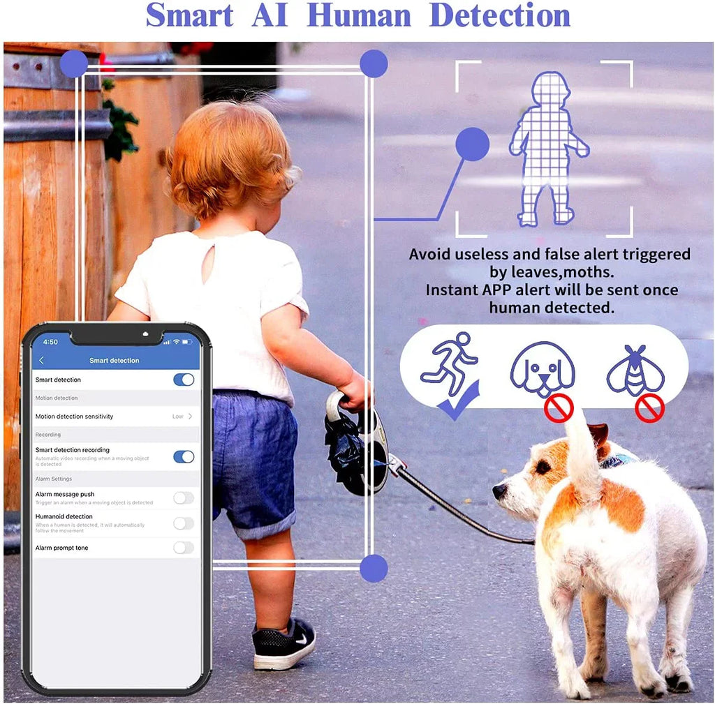 Dual 8CH Camera System, Antennas No {4pcs Detection waterproof, AI Human IP66 Home Wireless Surveillance Floodlight}, Security 3.0MP HDD, audio NVR Two-way