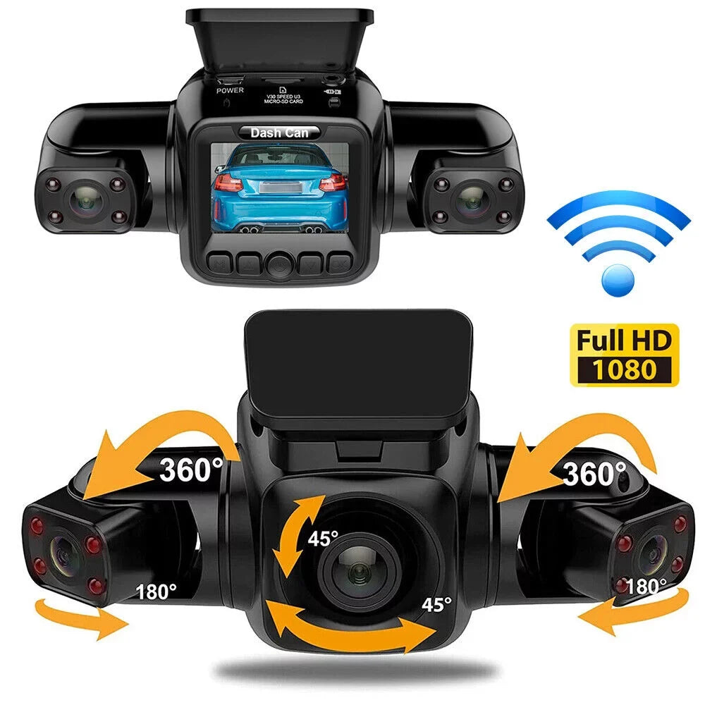 Night and Dash and Rear HD Cam Recorder Front Car 360°Panoramic Rear, Cameras Inside, Vision Channel Driving Left, Front, Right 4