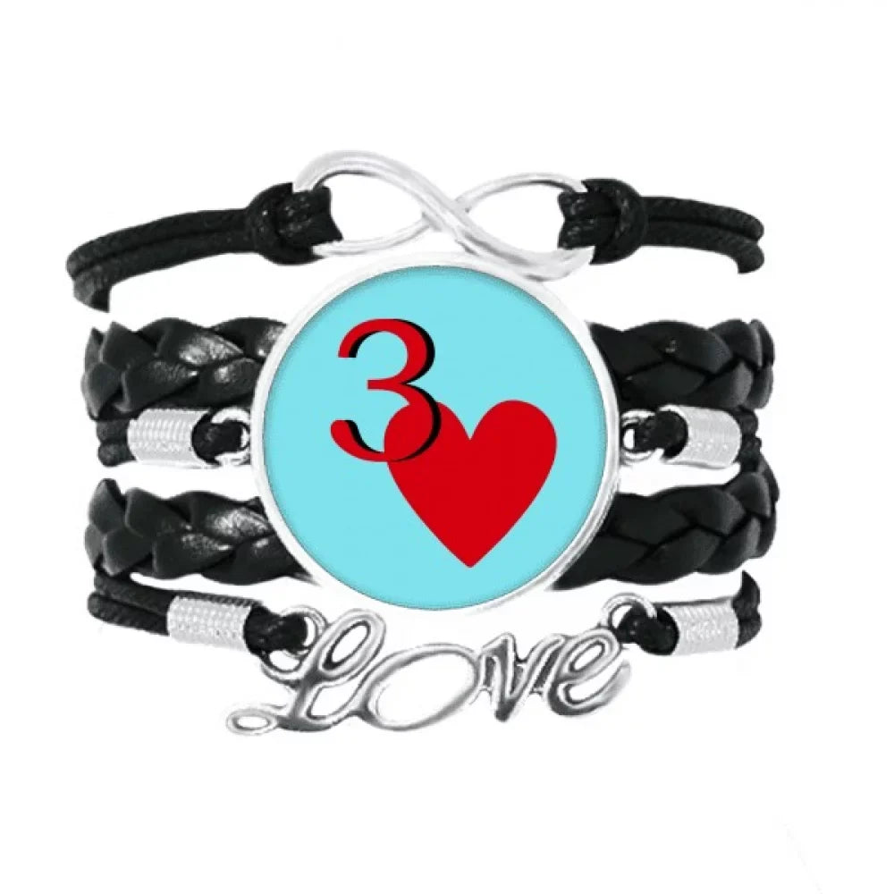 Knitting Love Accessory Heart Poker Rope Twisted Love Bracelet Jupiter 3 Wristband Leather